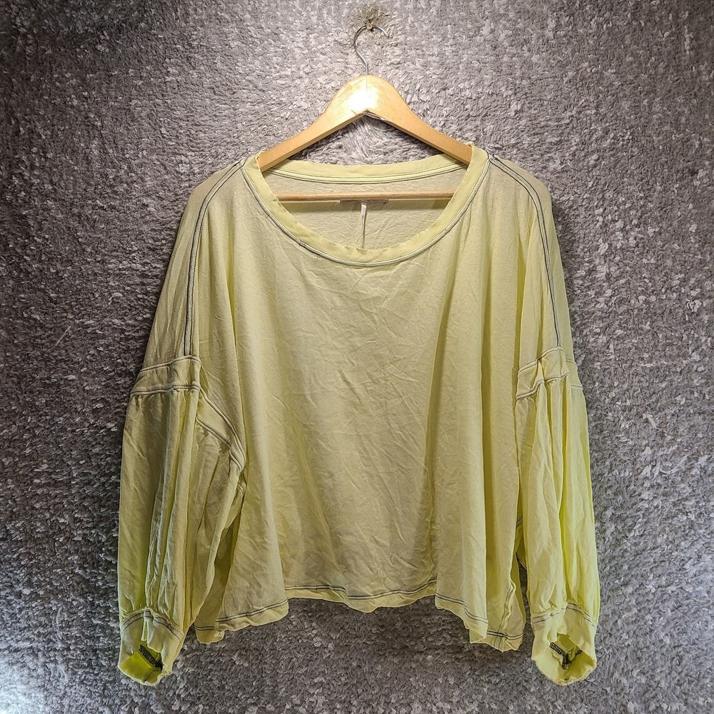 Free‎ People Oversized Balloon Sleeves Boxy Shirt Medium Yellow